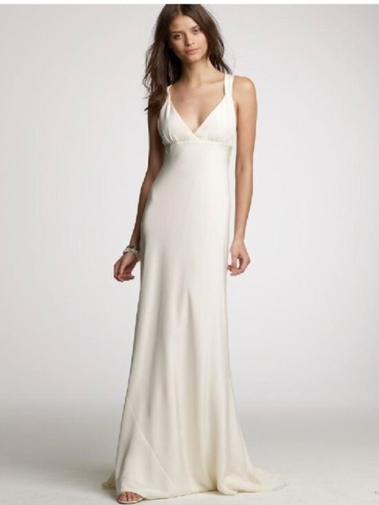 J. Crew Dresses & Skirts - J. Crew Ivory V-Neck 100% Silk Dress w/ Cross Loop Back for Wedding or Occasion